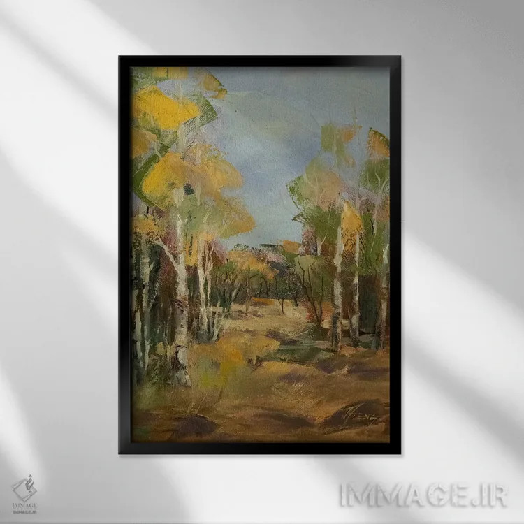 تابلو دکوراتیو انرژی پاییز اثر جودی آهرنز - نمای قابدار مشکی