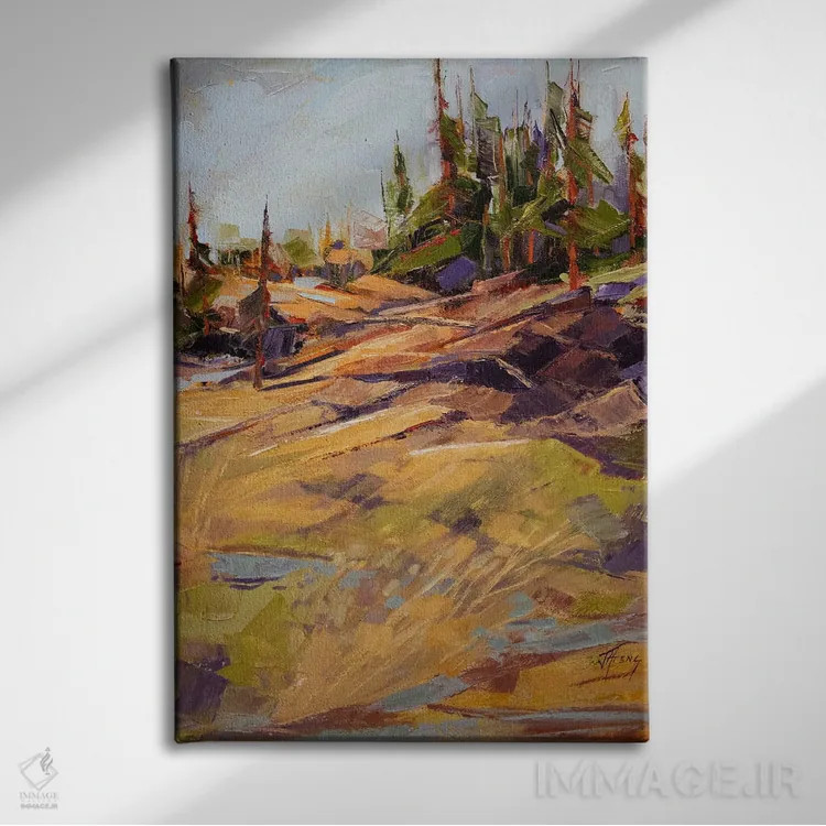 تابلو دکوراتیو دامنه زرد اثر جودی آهرنز - نمای روبهرو روی دیوار