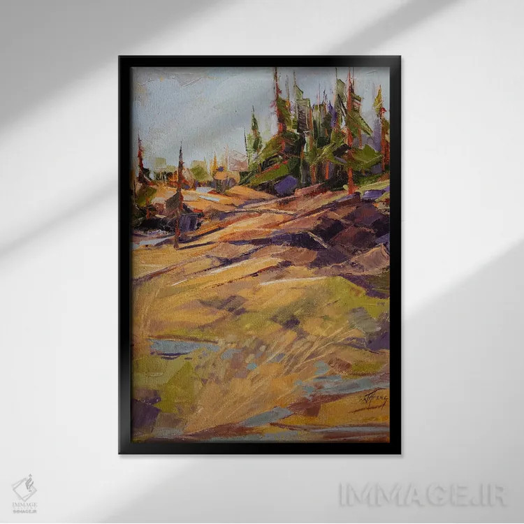 تابلو دکوراتیو دامنه زرد اثر جودی آهرنز - نمای قابدار مشکی