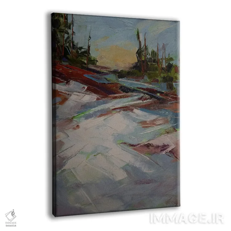 تابلو دکوراتیو صخره های قرمز و برف اثر جودی آهرنز - نمای پرسپکتیو محصول