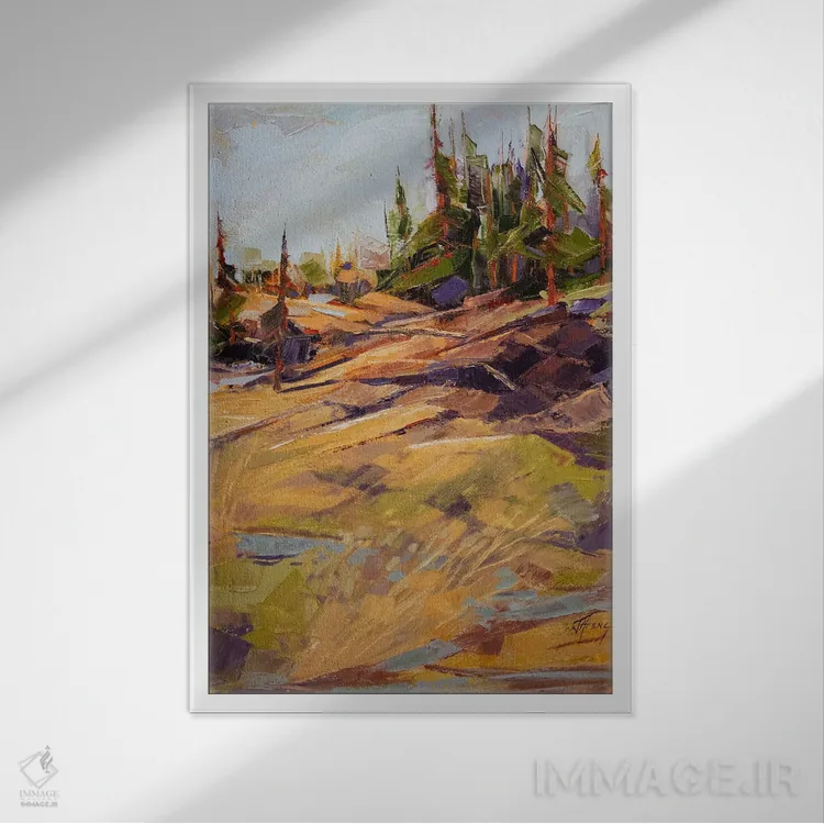 تابلو دکوراتیو دامنه زرد اثر جودی آهرنز - نمای قابدار سفید