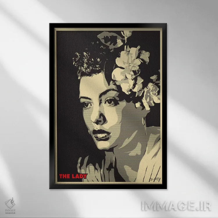 تابلو دکوراتیو بانوی آواز: بیلی هالیدی اثر جاشوا بودیچ - نمای قابدار مشکی