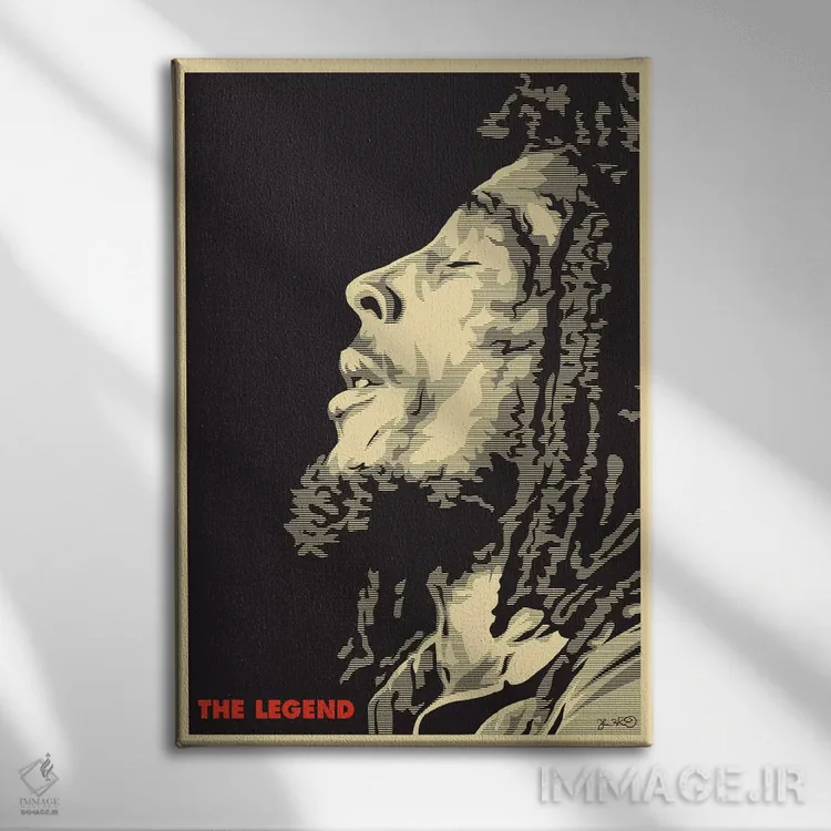 تابلو دکوراتیو افسانه: باب مارلی اثر جاشوا بودیچ - نمای روبهرو روی دیوار