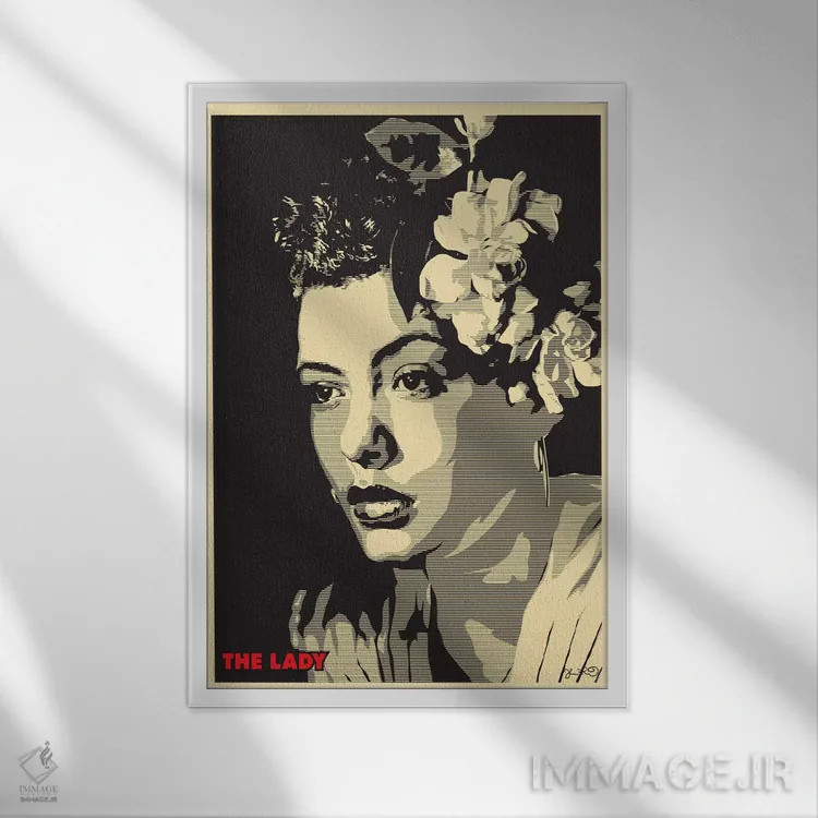 تابلو دکوراتیو بانوی آواز: بیلی هالیدی اثر جاشوا بودیچ - نمای قابدار سفید