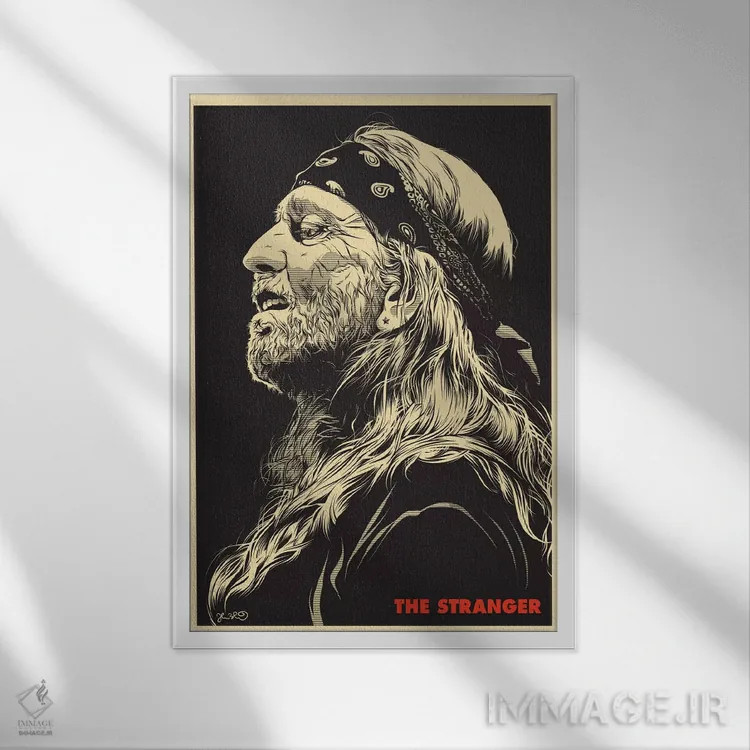 تابلو دکوراتیو غریبه: ویلی نلسون اثر جاشوا بودیچ - نمای قابدار سفید