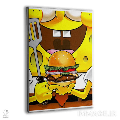 تابلو دکوراتیو باب اسفنجی شلوارمکعبی اثر جاشوا بودیچ - نمای پرسپکتیو محصول