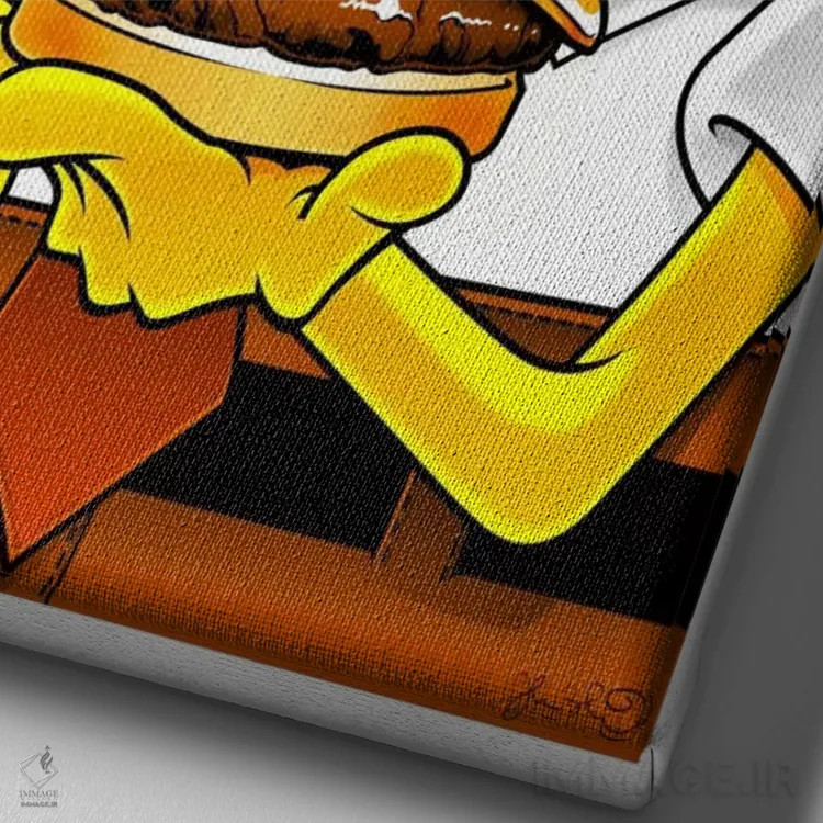 تابلو دکوراتیو باب اسفنجی شلوارمکعبی اثر جاشوا بودیچ - نمای نزدیک بافت بوم