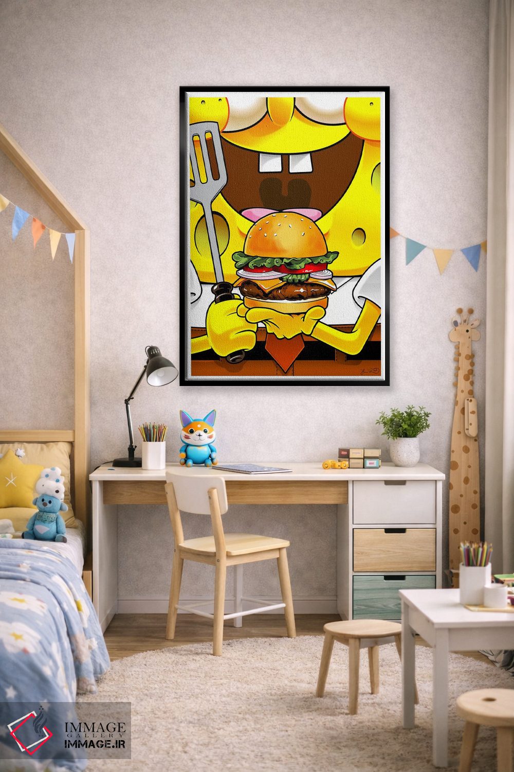 تابلو دکوراتیو باب اسفنجی شلوارمکعبی اثر جاشوا بودیچ - D2B