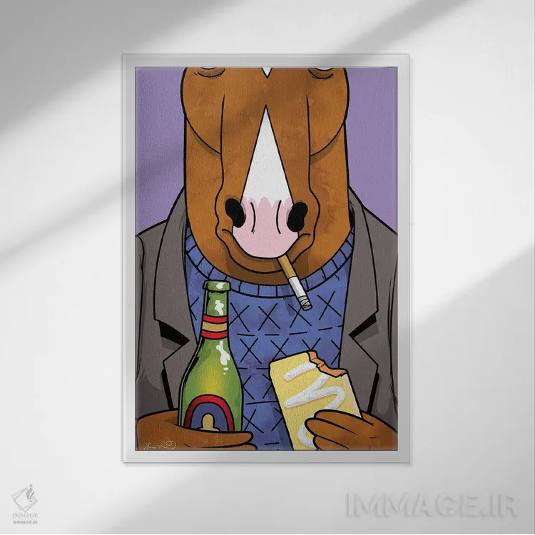 تابلو دکوراتیو بوجک هورسمن اثر جاشوا بودیچ - نمای قابدار سفید