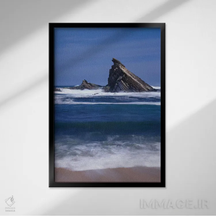 تابلو دکوراتیو Oregon, Shore Acres State Park. Incoming surf and tilted, san… اثر جان بارگر - نمای قابدار مشکی