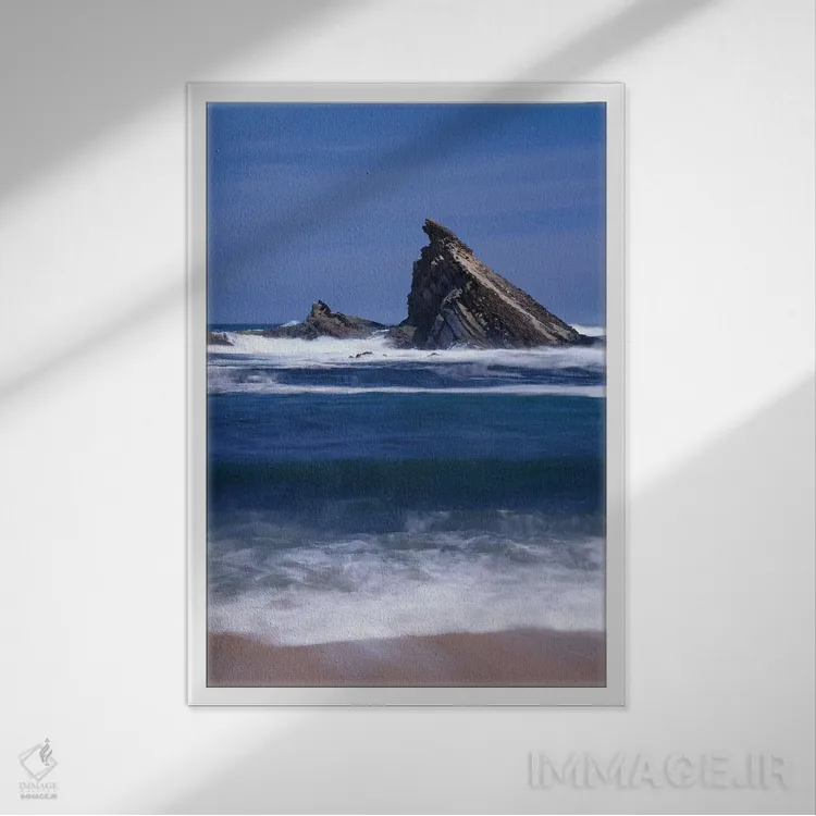 تابلو دکوراتیو Oregon, Shore Acres State Park. Incoming surf and tilted, san… اثر جان بارگر - نمای قابدار سفید