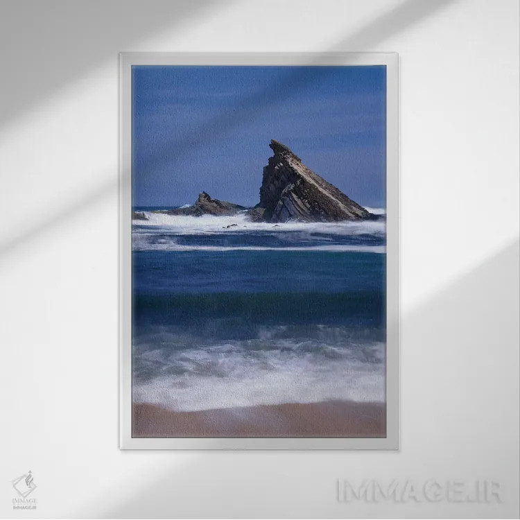 تابلو دکوراتیو Oregon, Shore Acres State Park. Incoming surf and tilted, san… اثر جان بارگر - نمای قابدار سفید