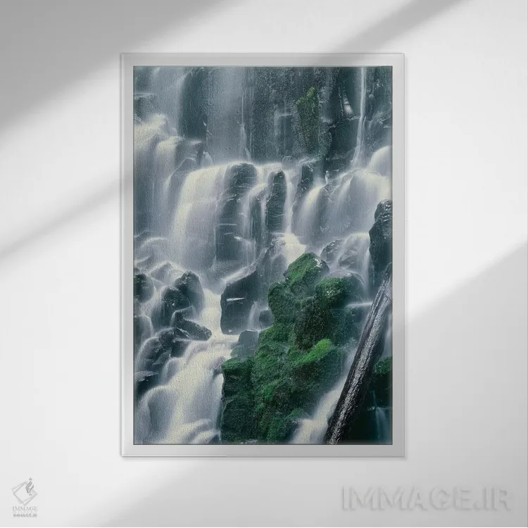 تابلو دکوراتیو Mount Hood NF. Mount Hood Wilderness, Ramona Falls is formed… اثر جان بارگر - نمای قابدار سفید