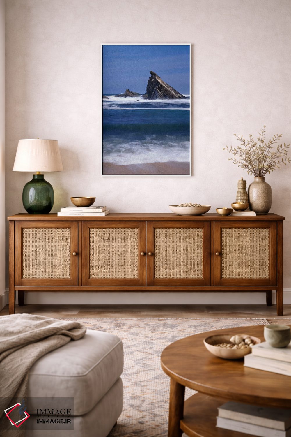 تابلو دکوراتیو Oregon, Shore Acres State Park. Incoming surf and tilted, san… اثر جان بارگر - D2W