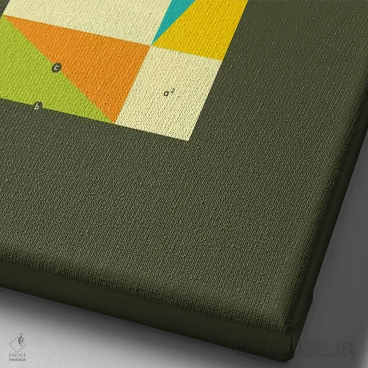 تابلو دکوراتیو اثبات قضیه فیثاغورس ۳ اثر جازبری بلو - نمای نزدیک بافت بوم