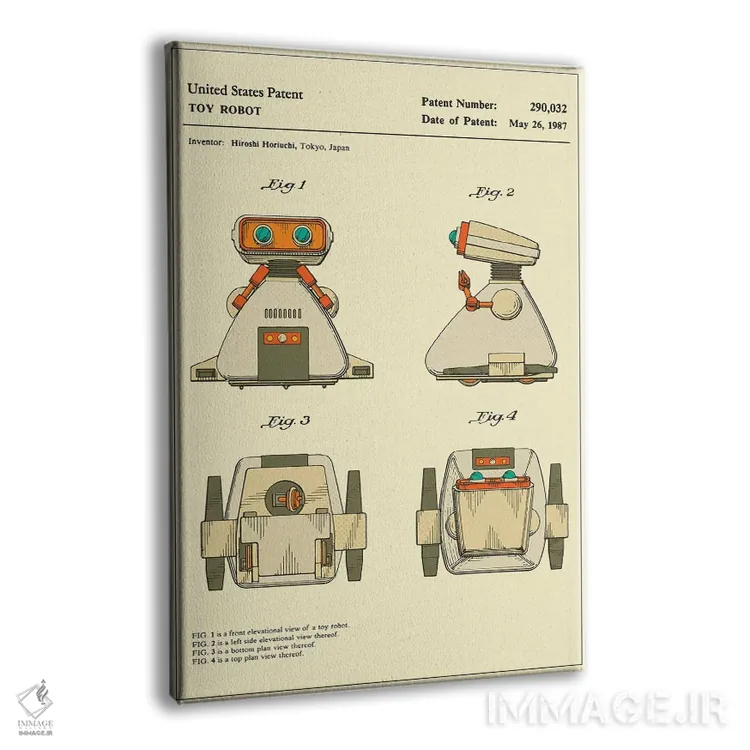 تابلو دکوراتیو Inc.) Toy Robot Patent" اثر جازبری بلو - نمای پرسپکتیو محصول