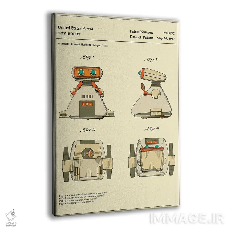 تابلو دکوراتیو Inc.) Toy Robot Patent" اثر جازبری بلو - نمای پرسپکتیو محصول