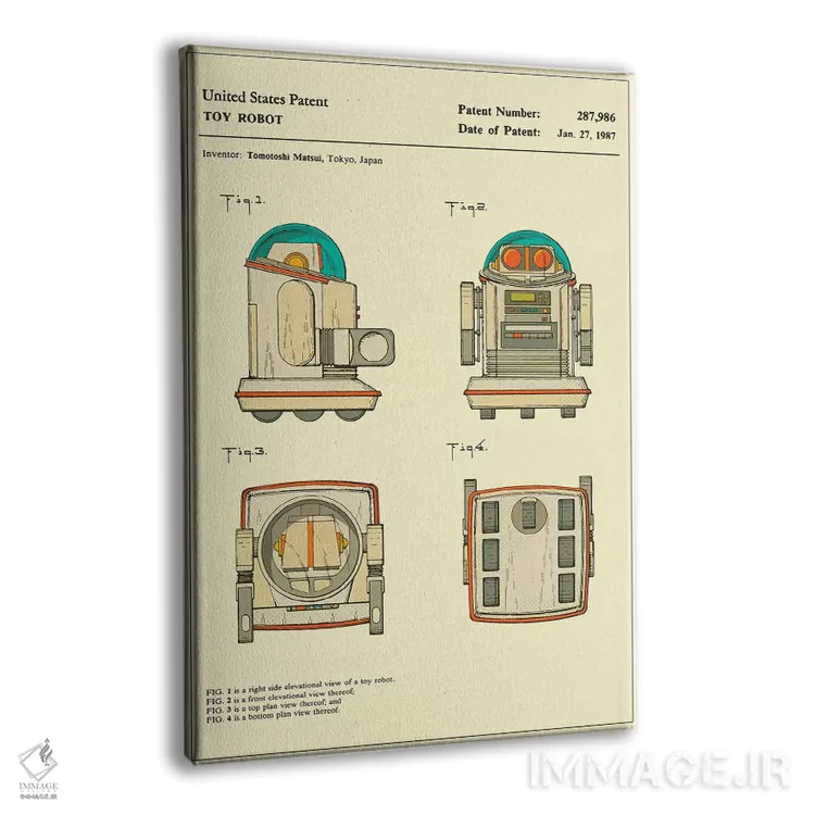 تابلو دکوراتیو Inc.) Toy Robot Patent" اثر جازبری بلو - نمای پرسپکتیو محصول