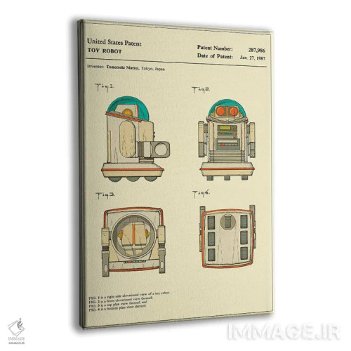 تابلو دکوراتیو Inc.) Toy Robot Patent" اثر جازبری بلو - نمای پرسپکتیو محصول