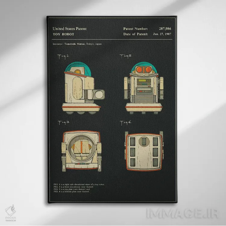 تابلو دکوراتیو Inc.) Toy Robot Patent " اثر جازبری بلو - نمای روبهرو روی دیوار