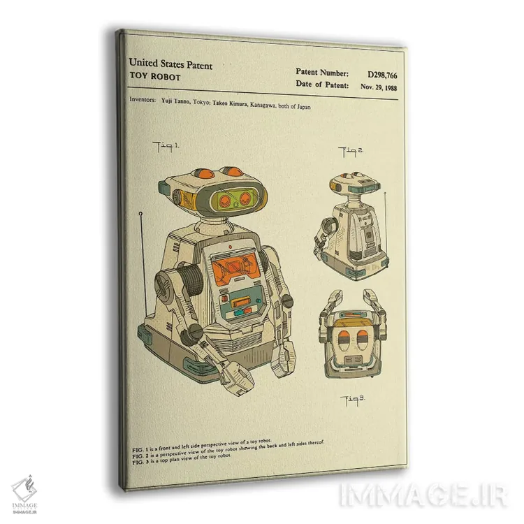 تابلو دکوراتیو Inc.) Toy Robot Patent" اثر جازبری بلو - نمای پرسپکتیو محصول