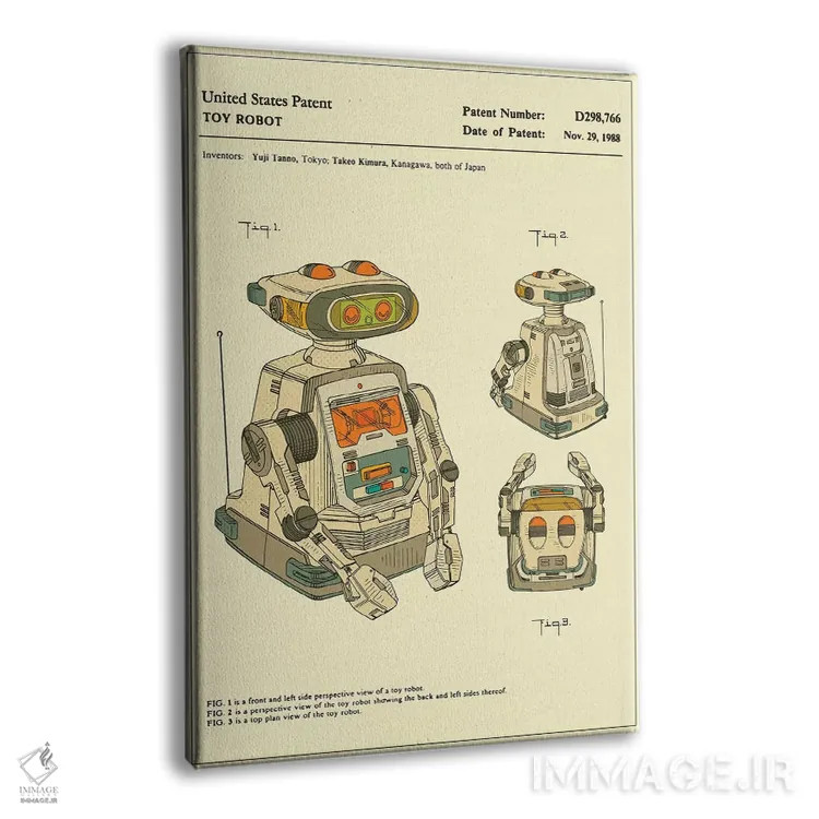 تابلو دکوراتیو Inc.) Toy Robot Patent" اثر جازبری بلو - نمای پرسپکتیو محصول