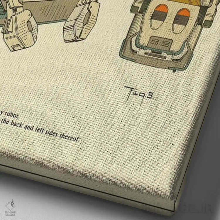 تابلو دکوراتیو Inc.) Toy Robot Patent" اثر جازبری بلو - نمای نزدیک بافت بوم