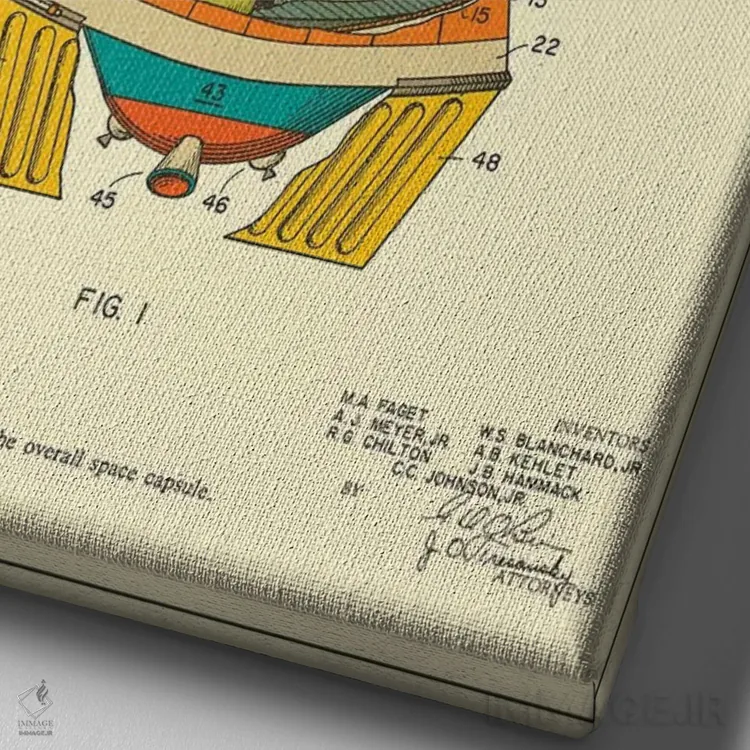 تابلو دکوراتیو حق اختراع کپسول فضایی ناسا اثر جازبری بلو - نمای نزدیک بافت بوم