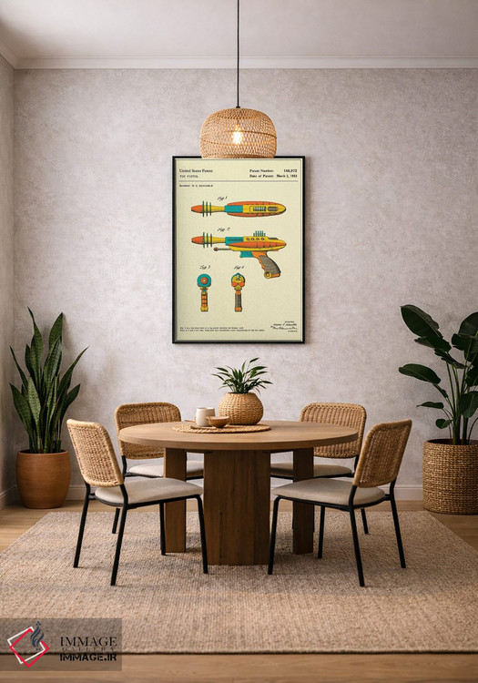 تابلو دکوراتیو حق اختراع تپانچه اسباب بازی "پایروتومیک دیس اینتگریتور" جی.… اثر جازبری بلو - D4B