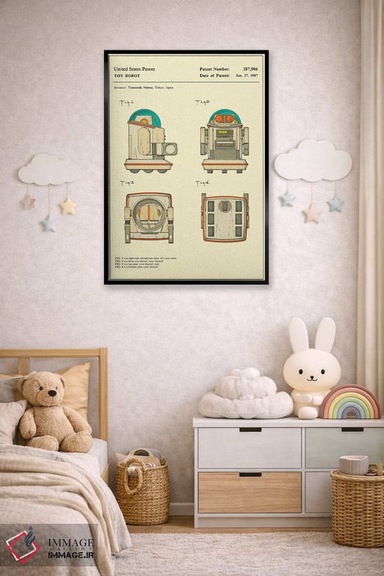 تابلو دکوراتیو Inc.) Toy Robot Patent" اثر جازبری بلو - D6B