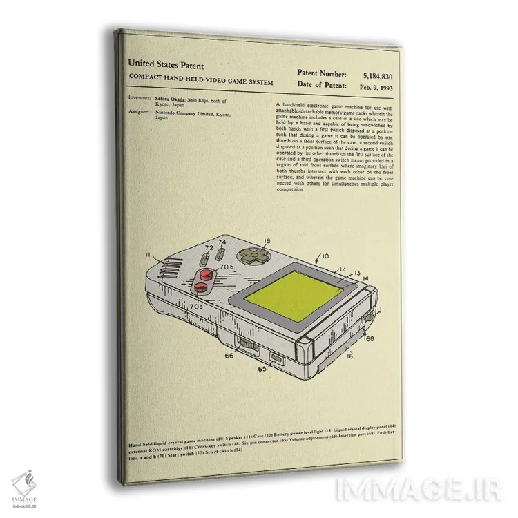 تابلو دکوراتیو حق اختراع سیستم بازی ویدئویی دستی کم حجم "گیم بوی" ساتورو او… اثر جازبری بلو - نمای پرسپکتیو محصول
