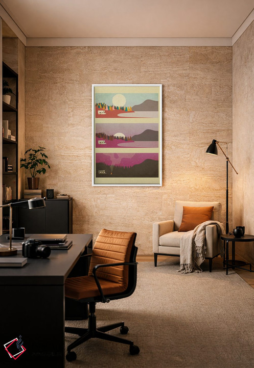 تابلو دکوراتیو آتش کمپ ۱ اثر جازبری بلو - D5W