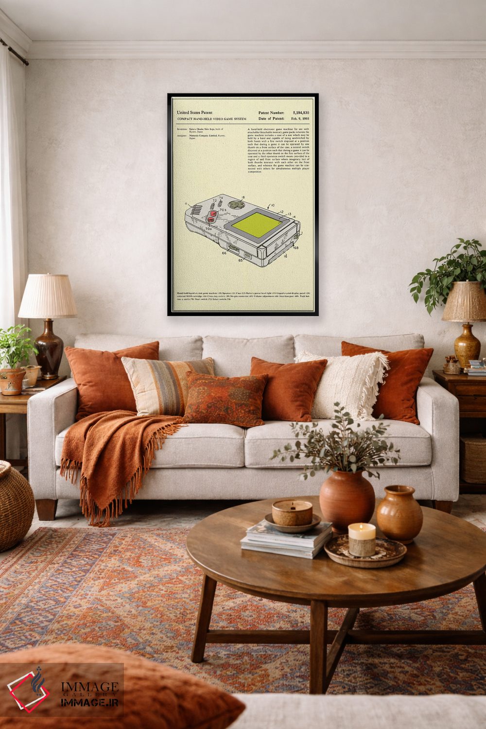 تابلو دکوراتیو حق اختراع سیستم بازی ویدئویی دستی کم حجم "گیم بوی" ساتورو او… اثر جازبری بلو - D5B