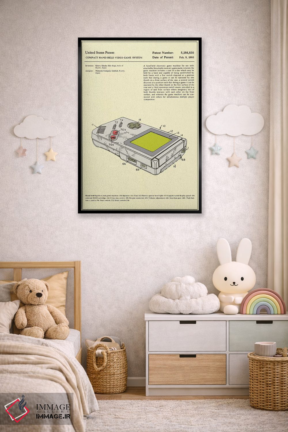 تابلو دکوراتیو حق اختراع سیستم بازی ویدئویی دستی کم حجم "گیم بوی" ساتورو او… اثر جازبری بلو - D6B