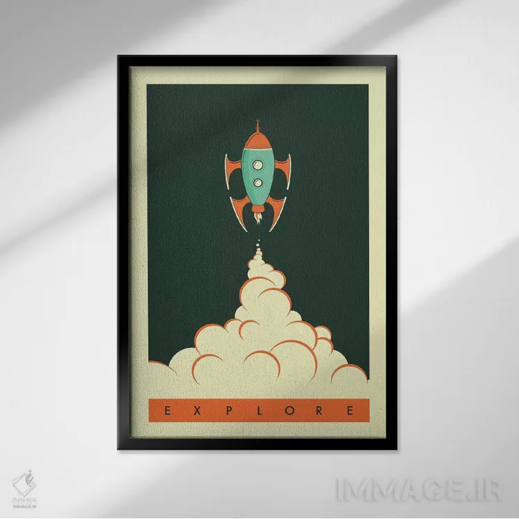 تابلو دکوراتیو اکتشاف ۲ اثر جازبری بلو - نمای قابدار مشکی