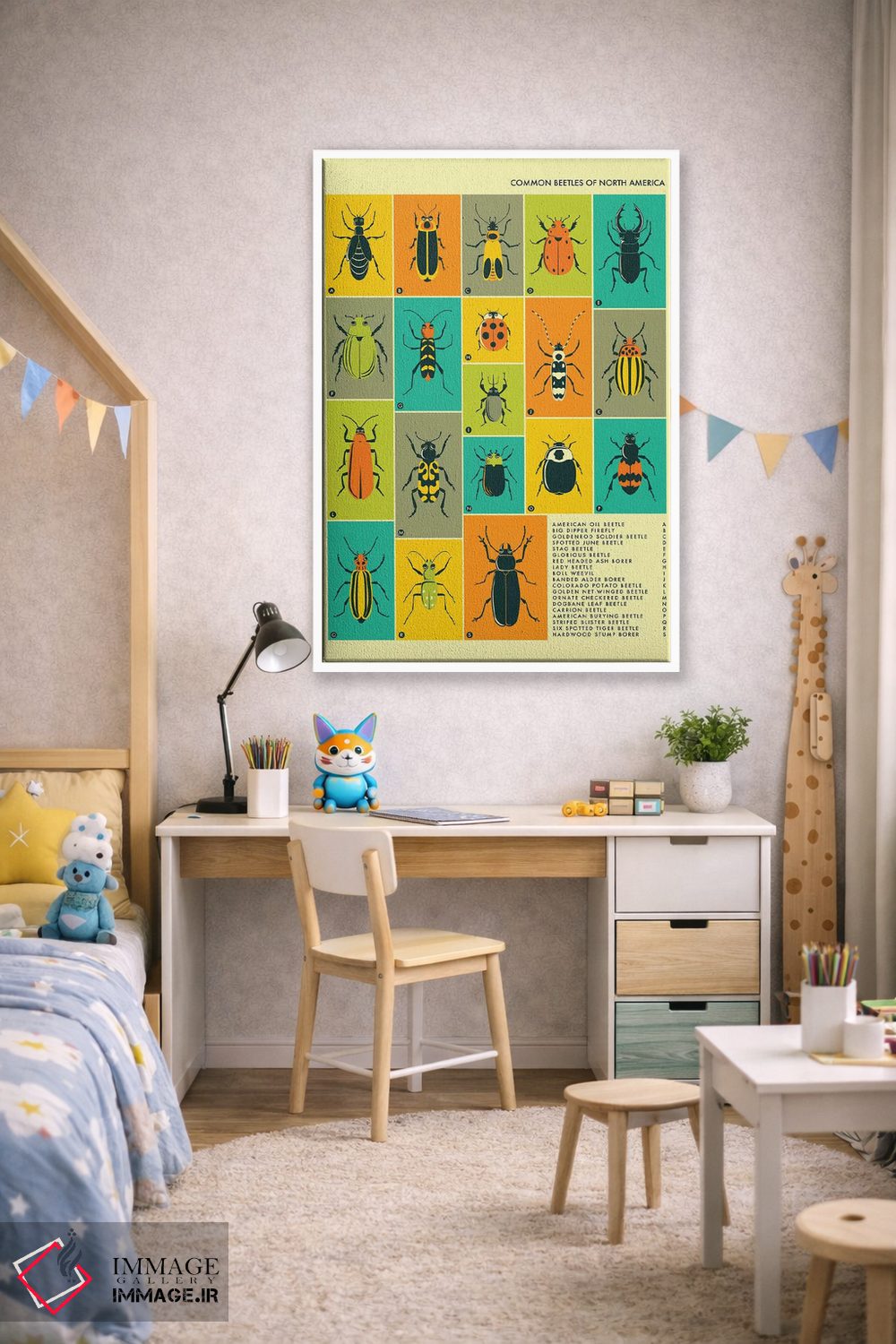 تابلو دکوراتیو سوسک های رایج آمریکای شمالی اثر جازبری بلو - D1W