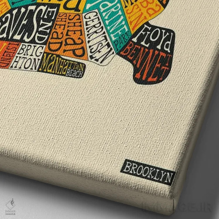 تابلو مدرن بروکلین اثر جازبری بلو - نمای نزدیک بافت بوم