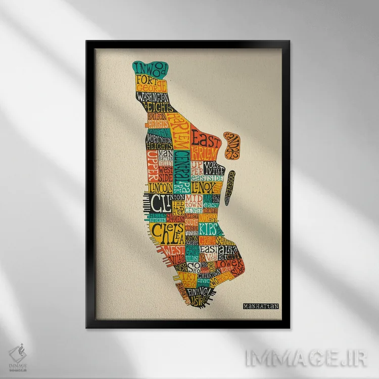 تابلو مدرن منهتن اثر جازبری بلو - نمای قابدار مشکی