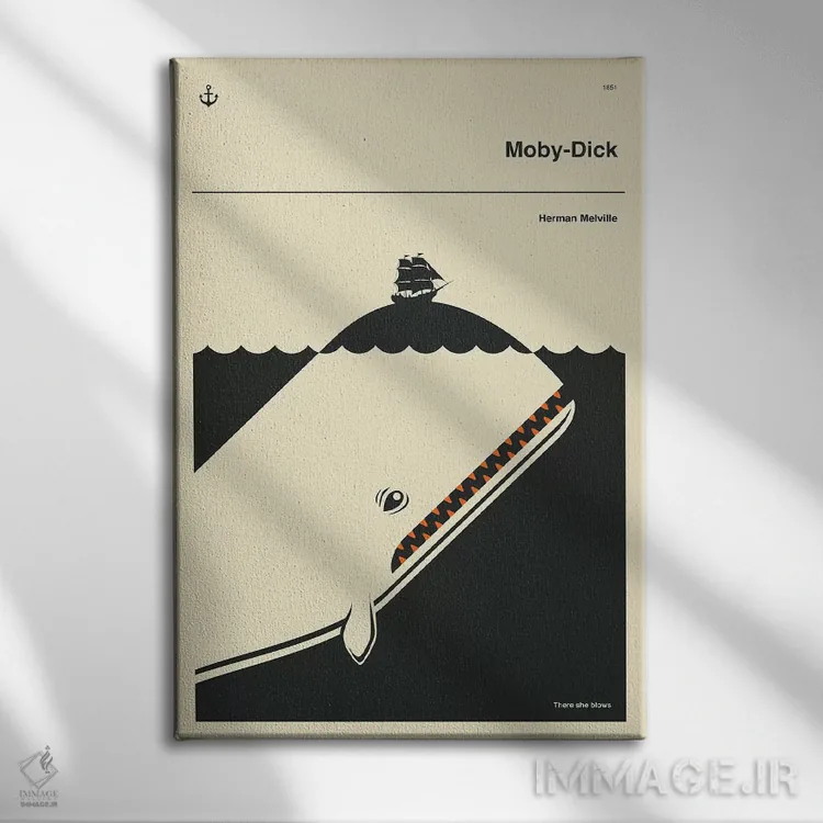 تابلو دکوراتیو موبی دیک اثر جازبری بلو - نمای روبهرو روی دیوار