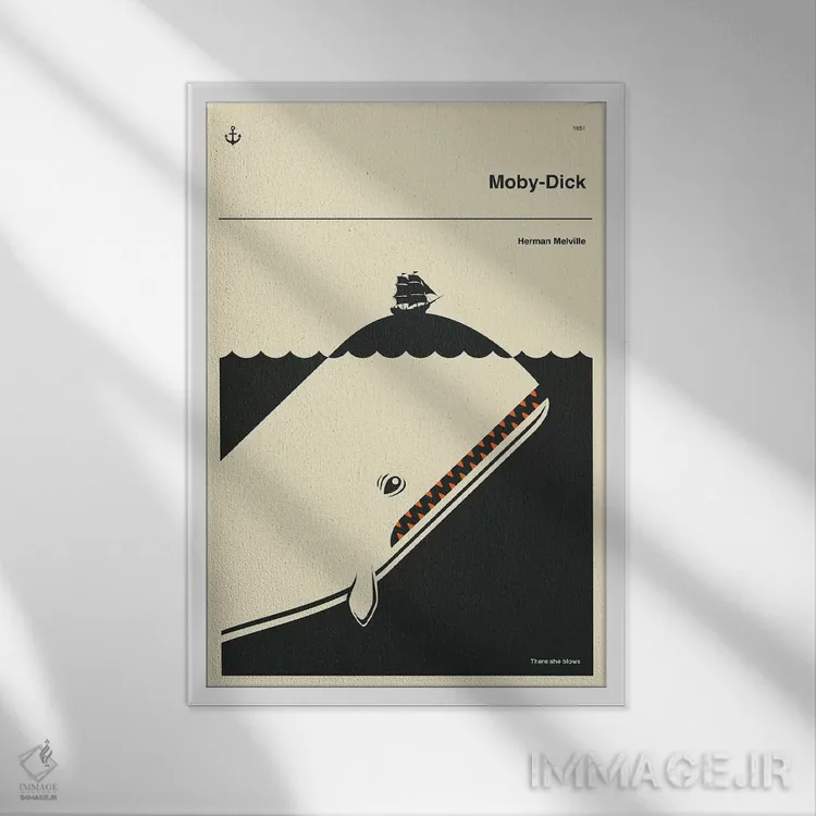 تابلو دکوراتیو موبی دیک اثر جازبری بلو - نمای قابدار سفید