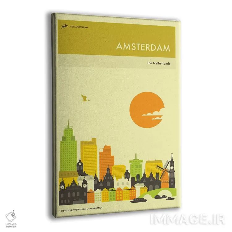 تابلو دکوراتیو خط افق آمستردام اثر جازبری بلو - نمای پرسپکتیو محصول