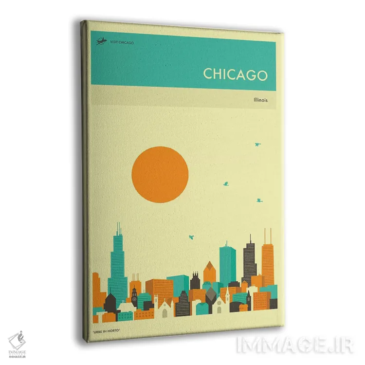 تابلو دکوراتیو خط افق شیکاگو ۲ اثر جازبری بلو - نمای پرسپکتیو محصول