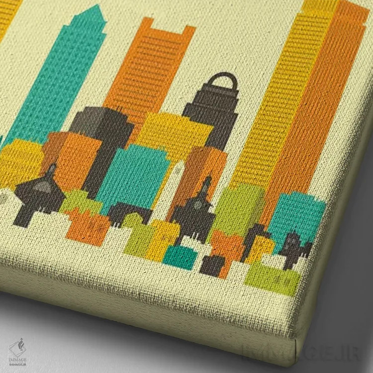 تابلو دکوراتیو خط افق بوستون ۲ اثر جازبری بلو - نمای نزدیک بافت بوم