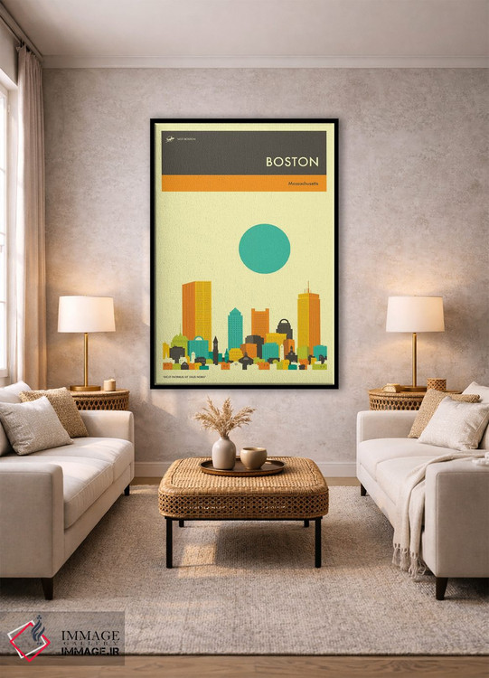 تابلو دکوراتیو خط افق بوستون ۲ اثر جازبری بلو - D2B