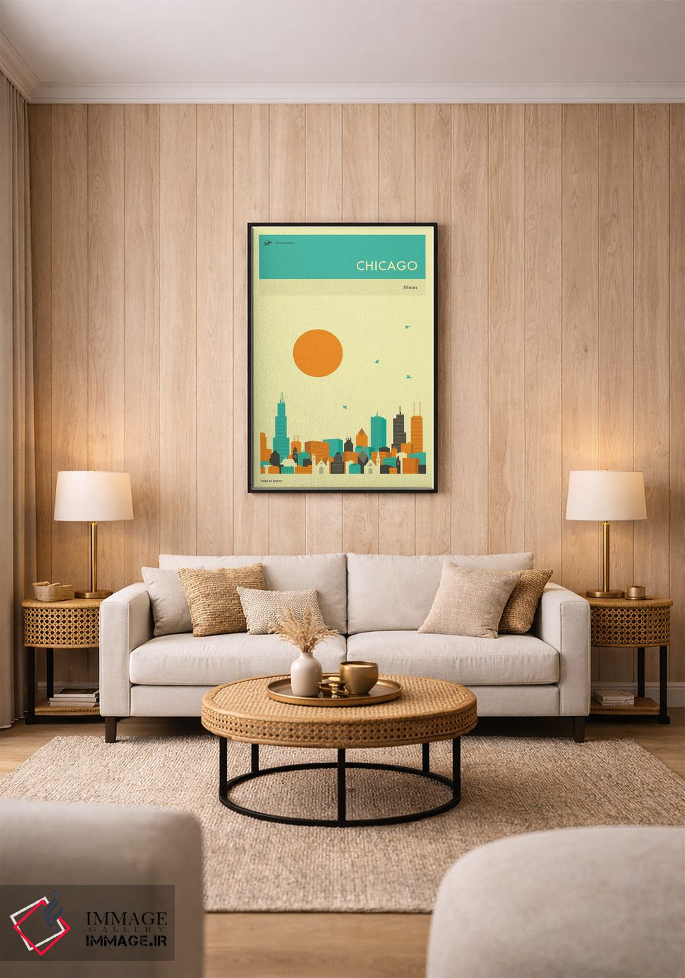 تابلو دکوراتیو خط افق شیکاگو ۲ اثر جازبری بلو - D1B