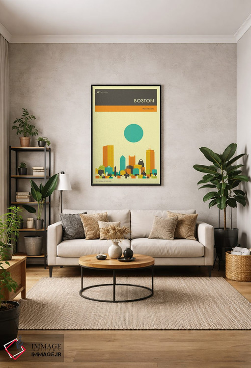 تابلو دکوراتیو خط افق بوستون ۲ اثر جازبری بلو - D1B