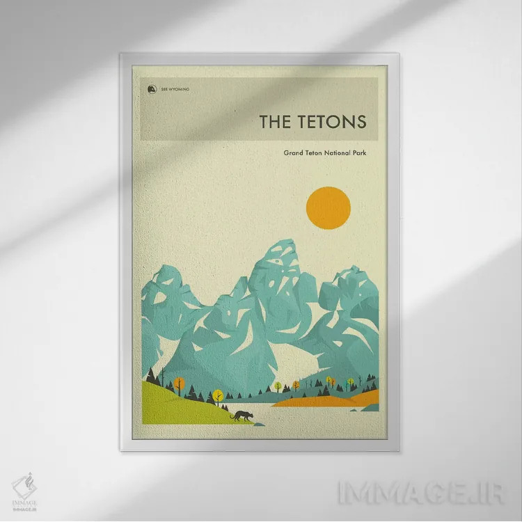 تابلو دکوراتیو گرند تتون ۲ اثر جازبری بلو - نمای قابدار سفید