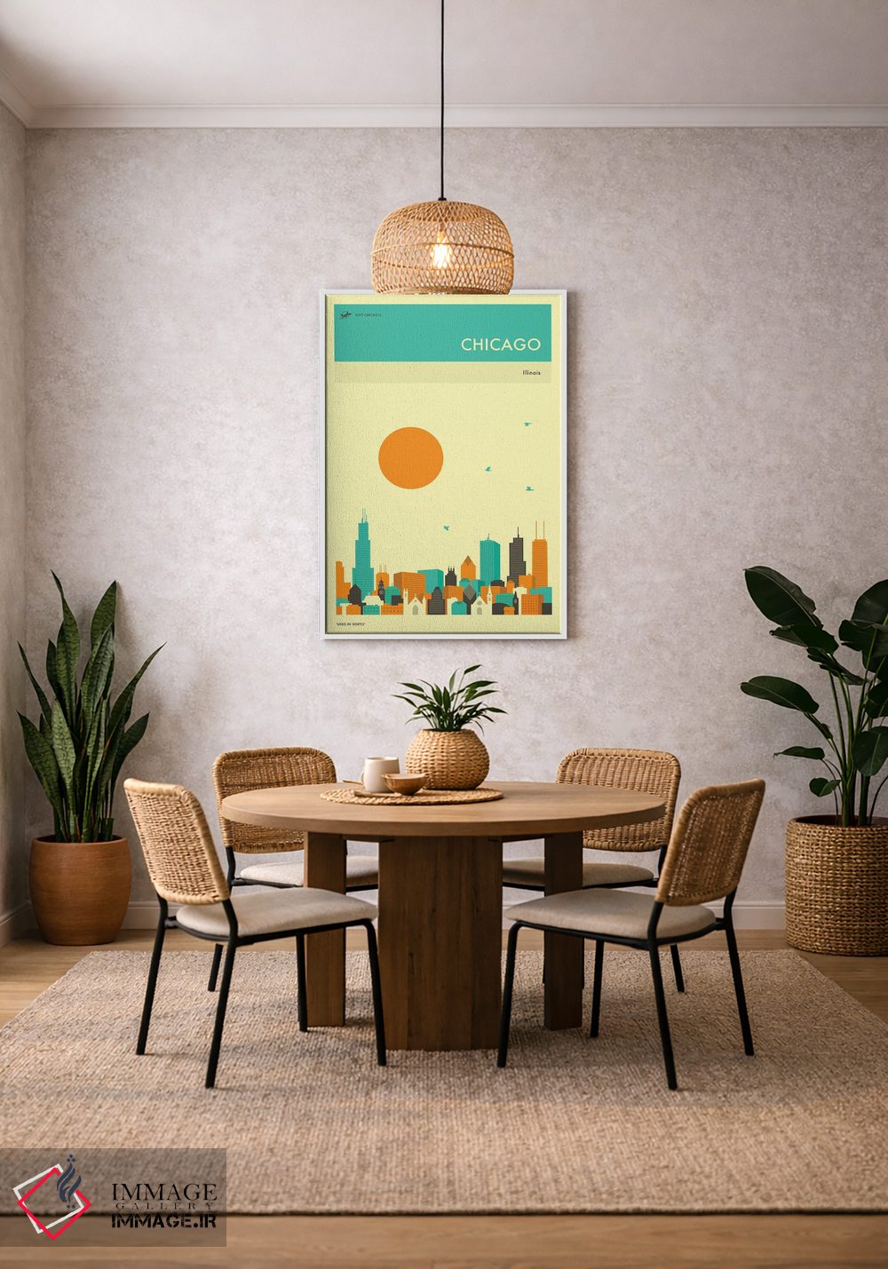 تابلو دکوراتیو خط افق شیکاگو ۲ اثر جازبری بلو - D3W