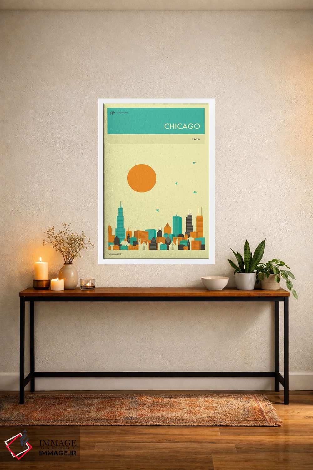 تابلو دکوراتیو خط افق شیکاگو ۲ اثر جازبری بلو - D4W