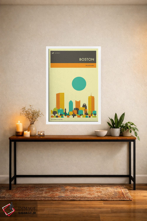 تابلو دکوراتیو خط افق بوستون ۲ اثر جازبری بلو - D4W